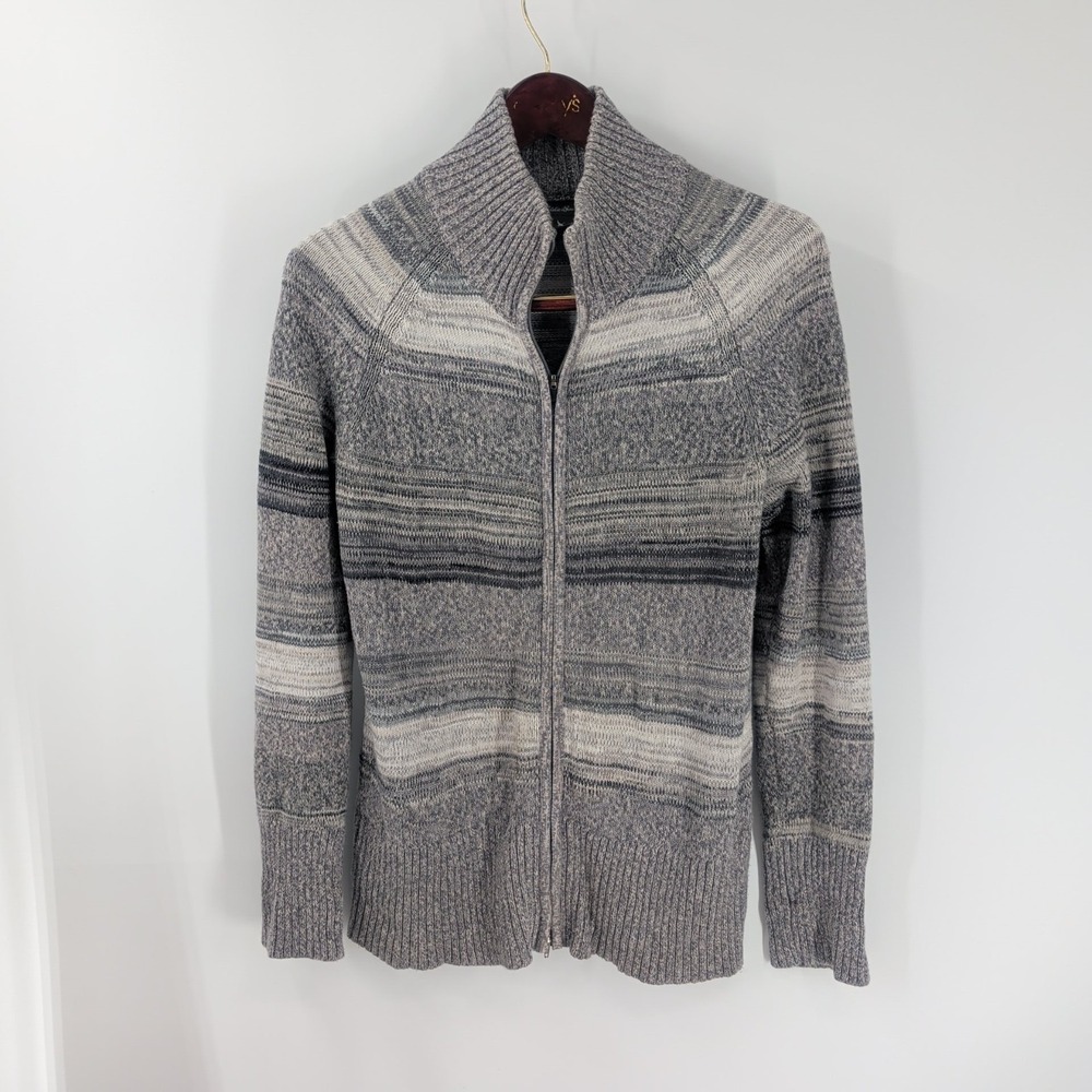 Eddie Bauer Grandmacore Tight Knit Full Zip Modern Cardigan Sweater Gray Size PM